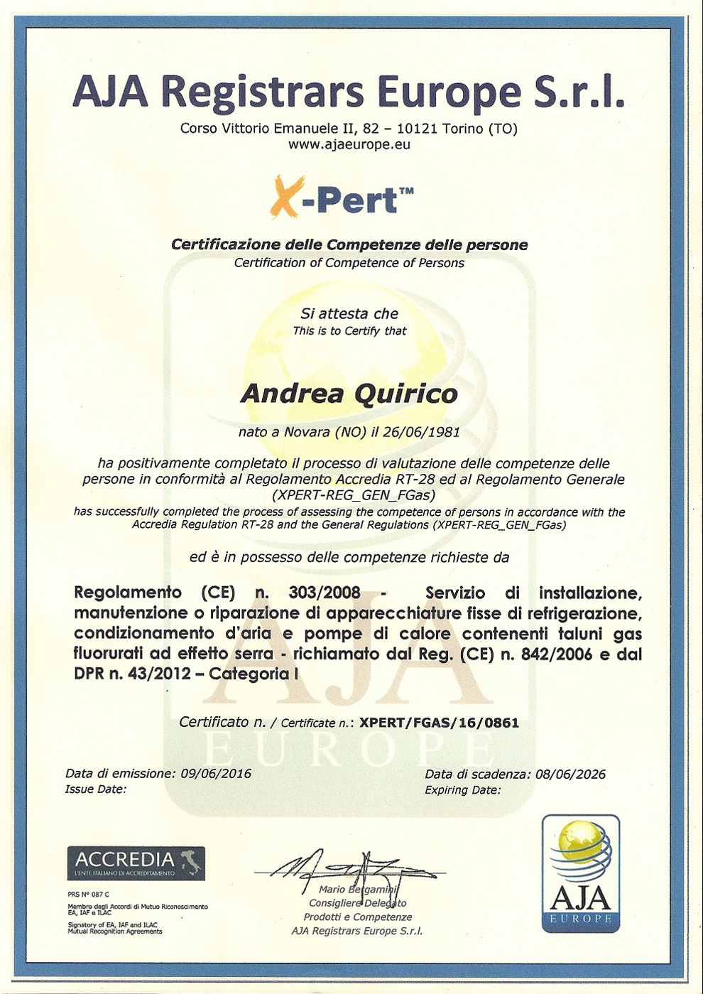 Certicazione F Gas