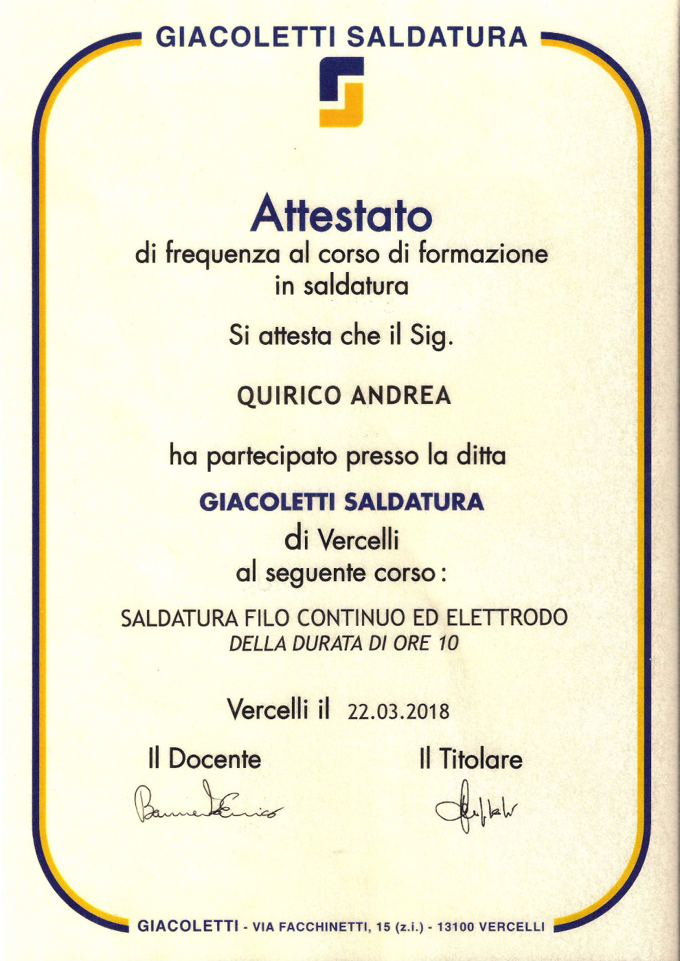 Certicazione Fer
